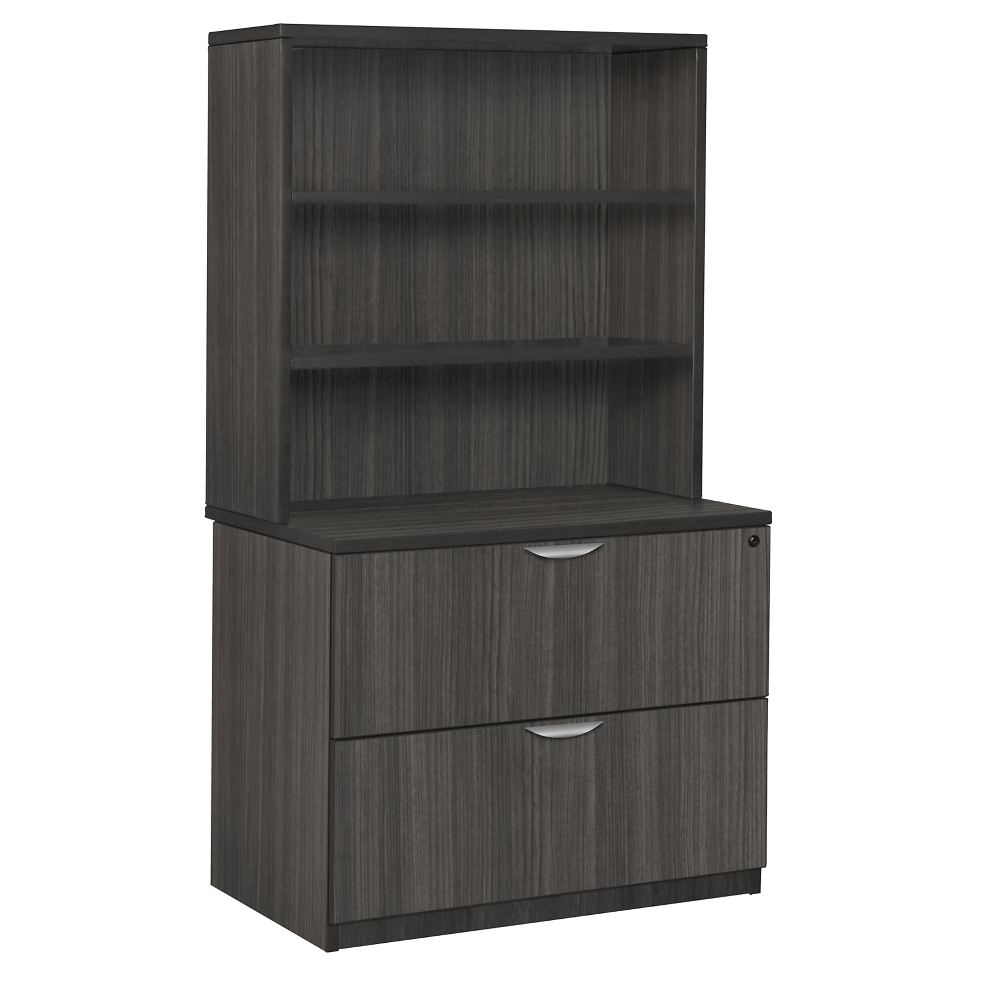 Regency Furniture Legacy Lateral File with Open Hutch — Ash Grey, Lockable Drawers, Adjustable Shelf, Model# LPLFH3665AG